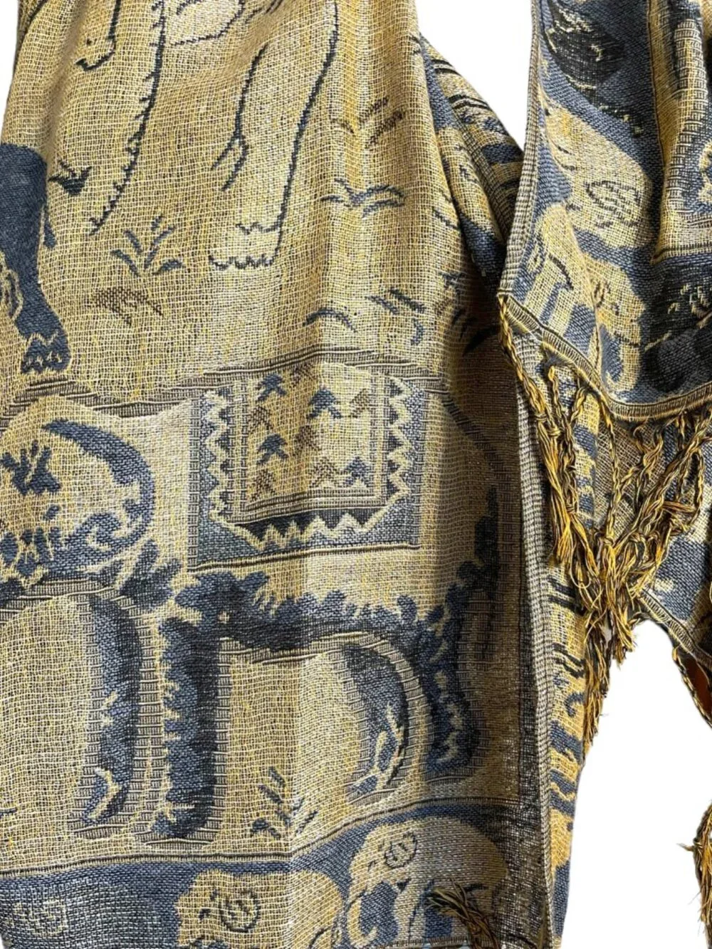 100% Pashmina Cashmere Elephant Scarf Tassel 66